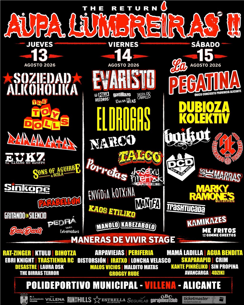 Aúpa Lumbreiras (The return) vuelve a Villena: tres días de punk rock para recuperar una leyenda
