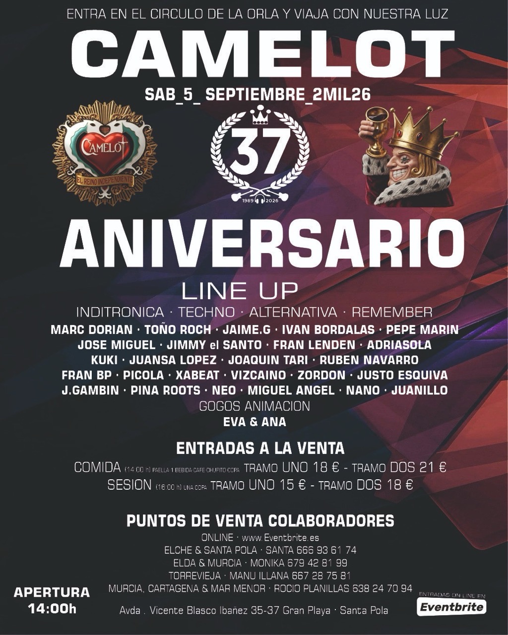 Club Camelot festeja 37 años de leyenda musical en Santa Pola